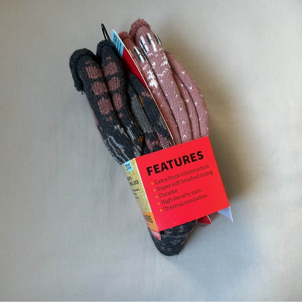 Muk Luks Women's Thermal Socks Heat Retainers 2 Pair Fits Shoe Sz 6-11 - Picture 2 of 5